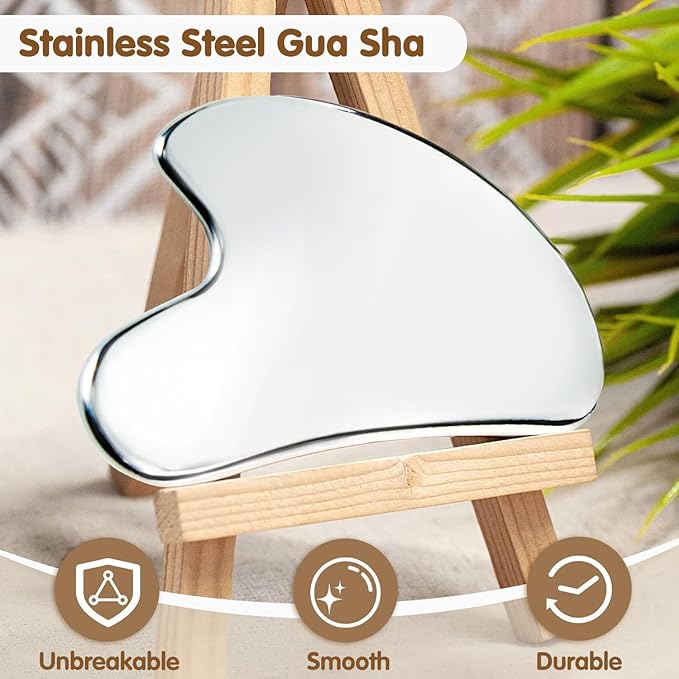 Flagest Stainless Steel Gua Sha Facial Tools, Metal Guasha Tool for Face