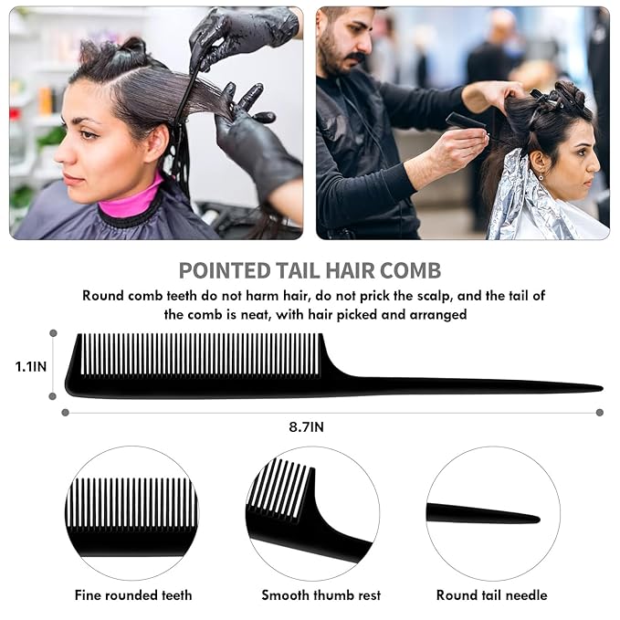 4pcs Curly Hair Brush Set for Adult & Kids Wet or Dry, Detangling Brush for 3/4ABC Hair with Wide Tooth Comb (4, Black)