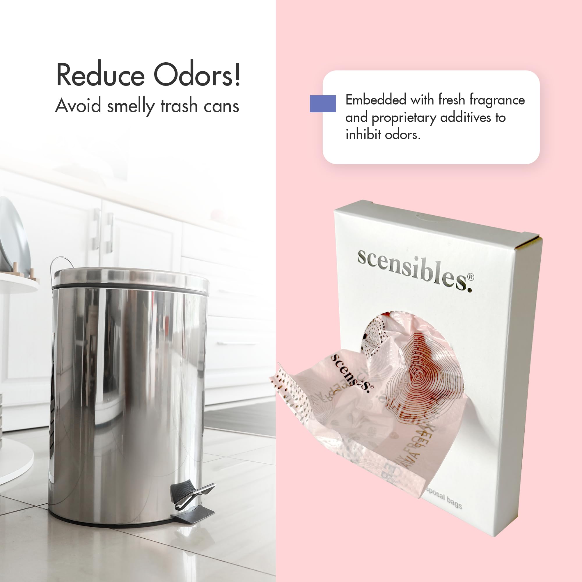 Scensibles Disposal Bags for Menstrual Care Products - (50 x 12) ct Refill Box - for Disposal of Tampons, Pads, Panty Liners, Hygiene Products