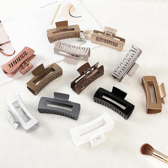 Sisiaipu 4.1 Inch Large Hair Claw Clips 12 Pcs Big Claw for Thick Hair Square Hair Clips Jumbo Jaw Clips Bulk Hair Accessories for women and Girls (Gold)
