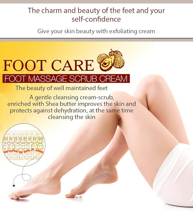 BIOAQUA Foot Care Herbal Massage Scrub-Exfoliating Cream Cleansing Delicate Feet Skin Shea Oil Natural Extracts 180g
