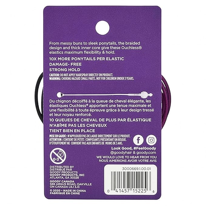 Goody Ouchless Hair Elastics 36-Count Brooke Assorted | No-Damage Ponytail Holders with Strong Tangle-Free Grip | Soft No-Pull Hair Ties for Fine to Medium Hair for Women & Men