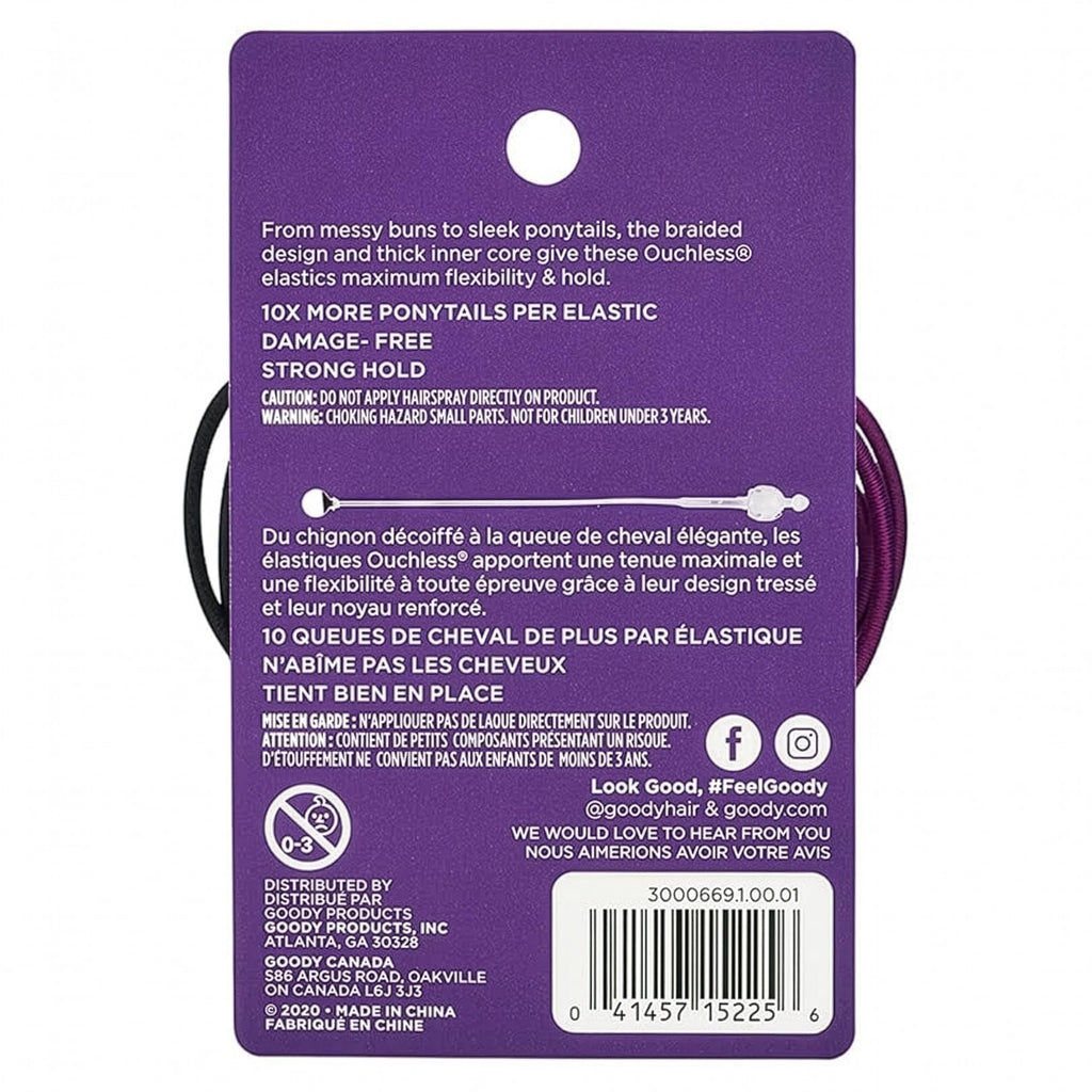 Goody Ouchless Hair Elastics 36-Count Brooke Assorted | No-Damage Ponytail Holders with Strong Tangle-Free Grip | Soft No-Pull Hair Ties for Fine to Medium Hair for Women & Men