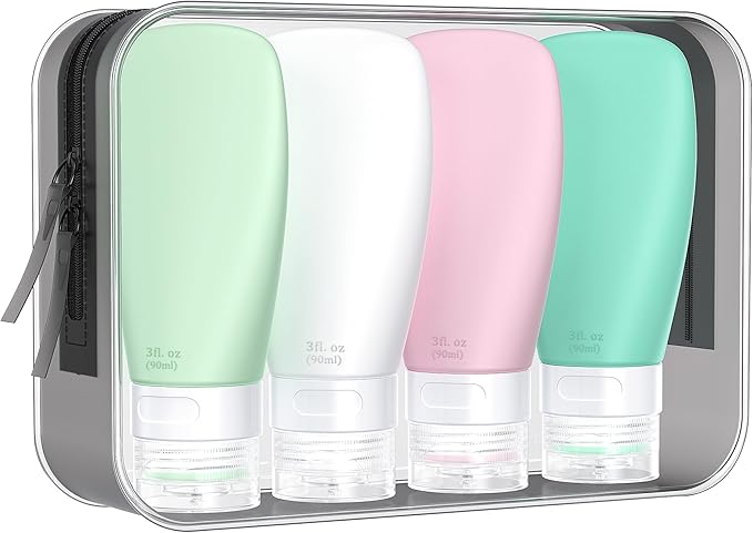 INSFIT Travel Bottles - TSA Approved 3oz Leak Proof Containers for Toiletries, BPA Free Refillable Accessories 4 Pack