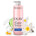 Olay Super Serum Body Wash for Rough & Bumpy Skin, 24hr Long Lasting Rich Hydration, 5+ Ingredient Complex for Bright, Even, Firm, & Luminous Skin, with Collagen Peptide, BHA/AHA & Vitamin C, 20 fl oz