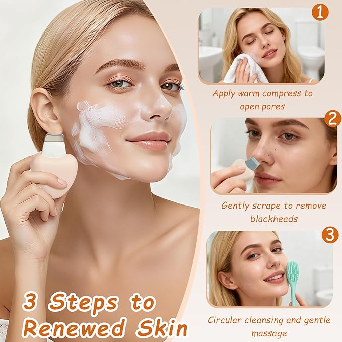 Facial Skin Scrubber & Pore Cleaner – Stainless Steel Blackhead Remover Spatula for Deep Cleansing, Travel-Friendly Exfoliating Tool for Men & Women