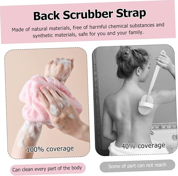 Ipetboom Portable Exfoliating Back Scrubber Strap Dual-Sided Bath Wash Cloth for Deep Cleansing and Relaxation Eco-Friendly Material Travel-Friendly Design for Home Use Go Bathing