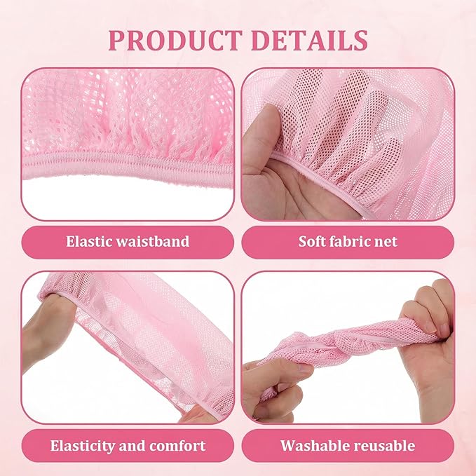 4 Pcs Mesh Hair Net Sleeping Bonnets Night Hair Nets Cap Colorful Plopping Polyester Cap Hairnet Snoods Wrap Bath Clean Wash Face Protector for Women Drying Curly Long Natural Straight