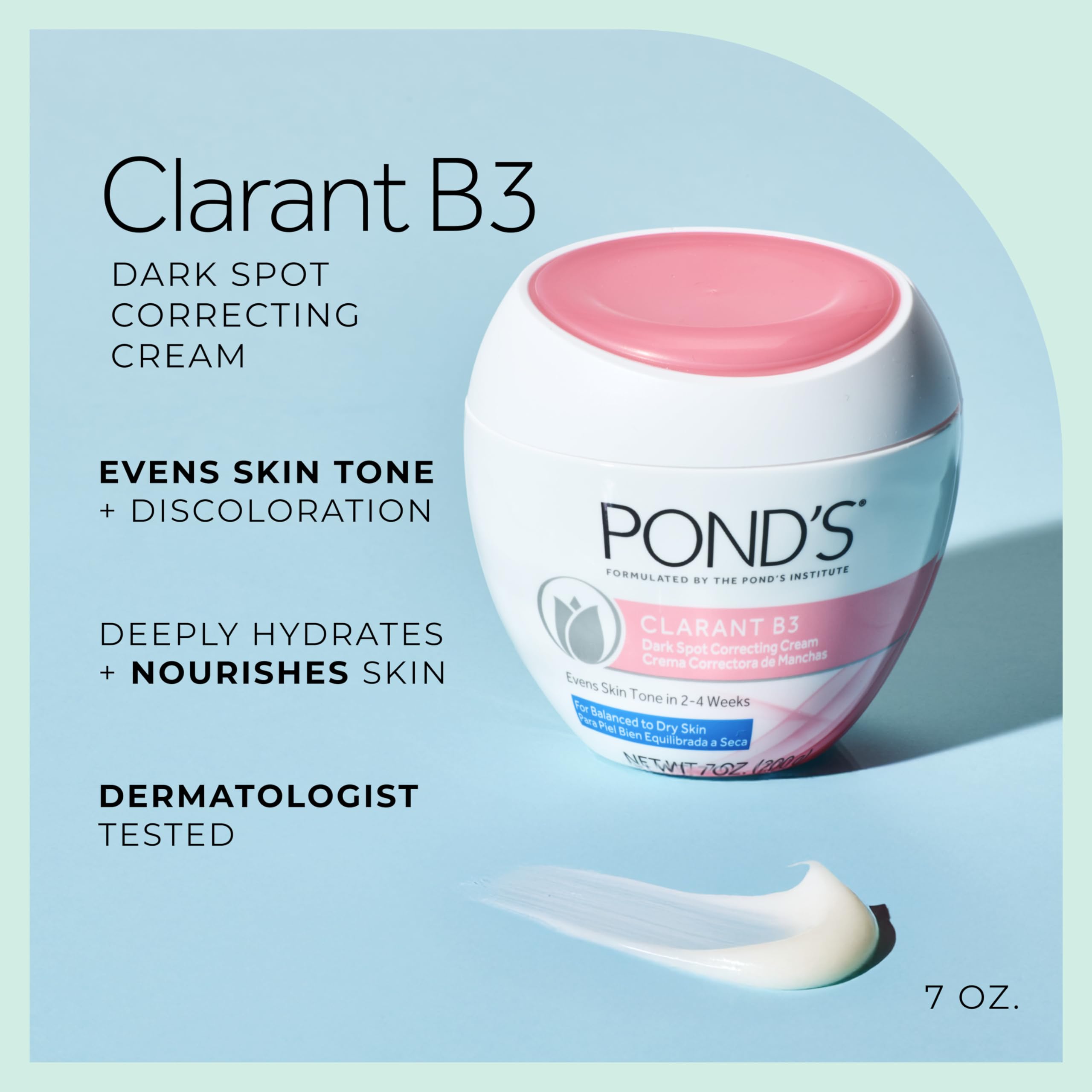POND’S Clarant B3 Dark Spot Correcting Cream – Daily Moisturizer for Dry Skin – Moisturizing Face Cream with Vitamins B3 & C – Dermatologist Tested, 7 oz, 2 Pack