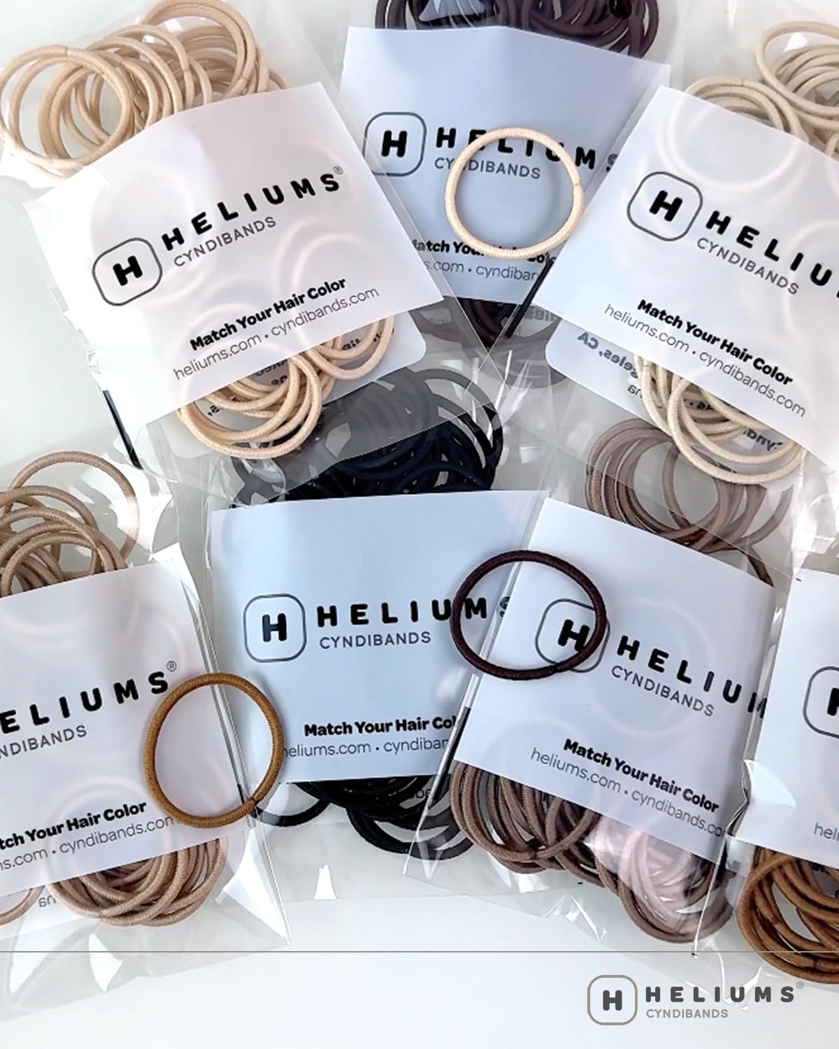 Heliums Small Hair Ties - Light Brown - No Damage Mini 1 Inch Reusable 2mm Elastics for Thin Hair and Kids, Neutral Ponytail Holders - 48 Count