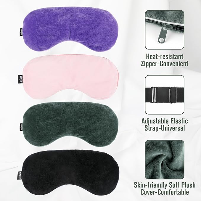 BeHoomi Heated Eye Mask, Weighted Sleep Mask Warm Compress for Eyes, Cooling Eye Mask for Sleeping, Reusable Eye Masks for Home, Office, Hot and Cold for Eye Relaxation, Gifts for Women (Grey)