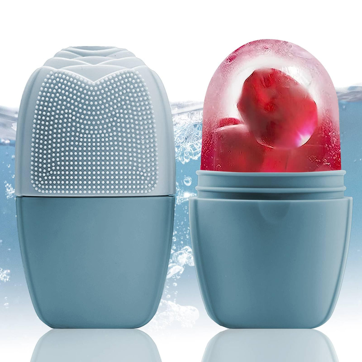 XHJRI Ice Face Roller Massager,Ice Cube Roller for Face, Eyes and Neck Naturally Conditioning and Skin Care,De-Puff Eye Bags,Reduce Migraine Pain,Reusable Massage Silicone Ice Mold (Beige)