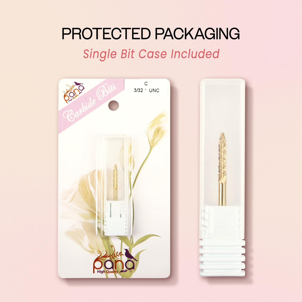 PANA 3/32" Carbide Cuticle Nail Drill Bit for Cuticle Cleaning, Dead Skin Removal, Gel Polish & Acrylic Removal, Under Nail Cleaner, Nail Salon, Manicure Tools (UNC - Gold, Coarse)