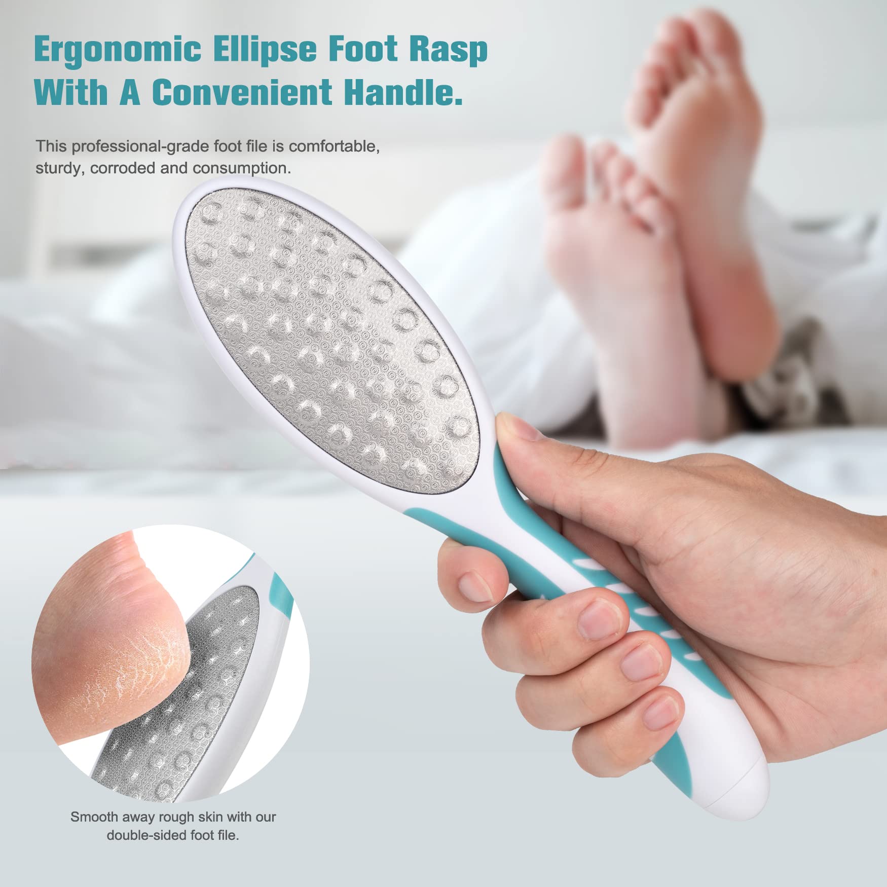 FVION Foot File Callus Remover Cracked Heel Shaver – Double Sided Pedicure File/Foot Scraper for Wet and Dry Feet