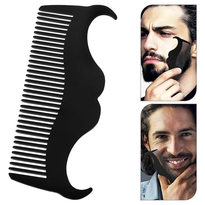 CLISPEED Men’s Beard Shaping Tool Stainless Steel Mustache Comb Set Beard Trimmer Guide Precise Facial Hair Grooming