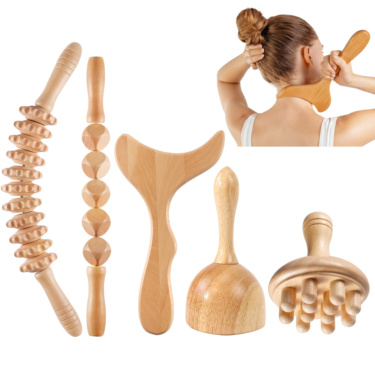3 PCS Wood Therapy Massage Tools - Professional Maderoterapia Kit for Body Sculpting, Improving Circulation, and Muscle Relaxation