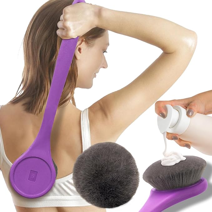 Lotion Applicator for Back, Feet, Long Handle Curved, Back Sunscreen Applicator for Kids, Women, Ultra Soft Bristles for Ultimate Comfy, Apply Cream Moisturizer, Self Tanner