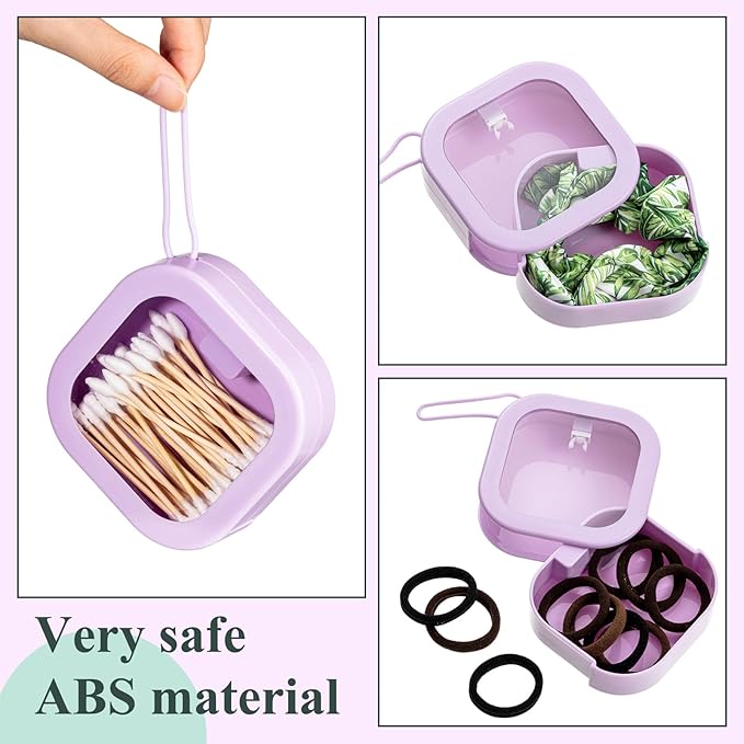 Kathfly 2 Pack Hair Tie Organizer Portable Hairband Holder Portable Hair Accessories Organizer Hanging Storage Container for Cotton Swab Bobby Pin Small Items on Desktop(Purple)