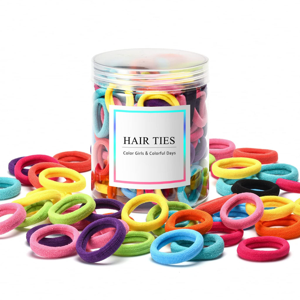 100 Pcs Baby Hair Ties, Seamless Cotton Toddler Hair Ties for Girls and Kids, Multicolor Small Soft No Damage Hair Elastics Ponytail Holders(10Colors)