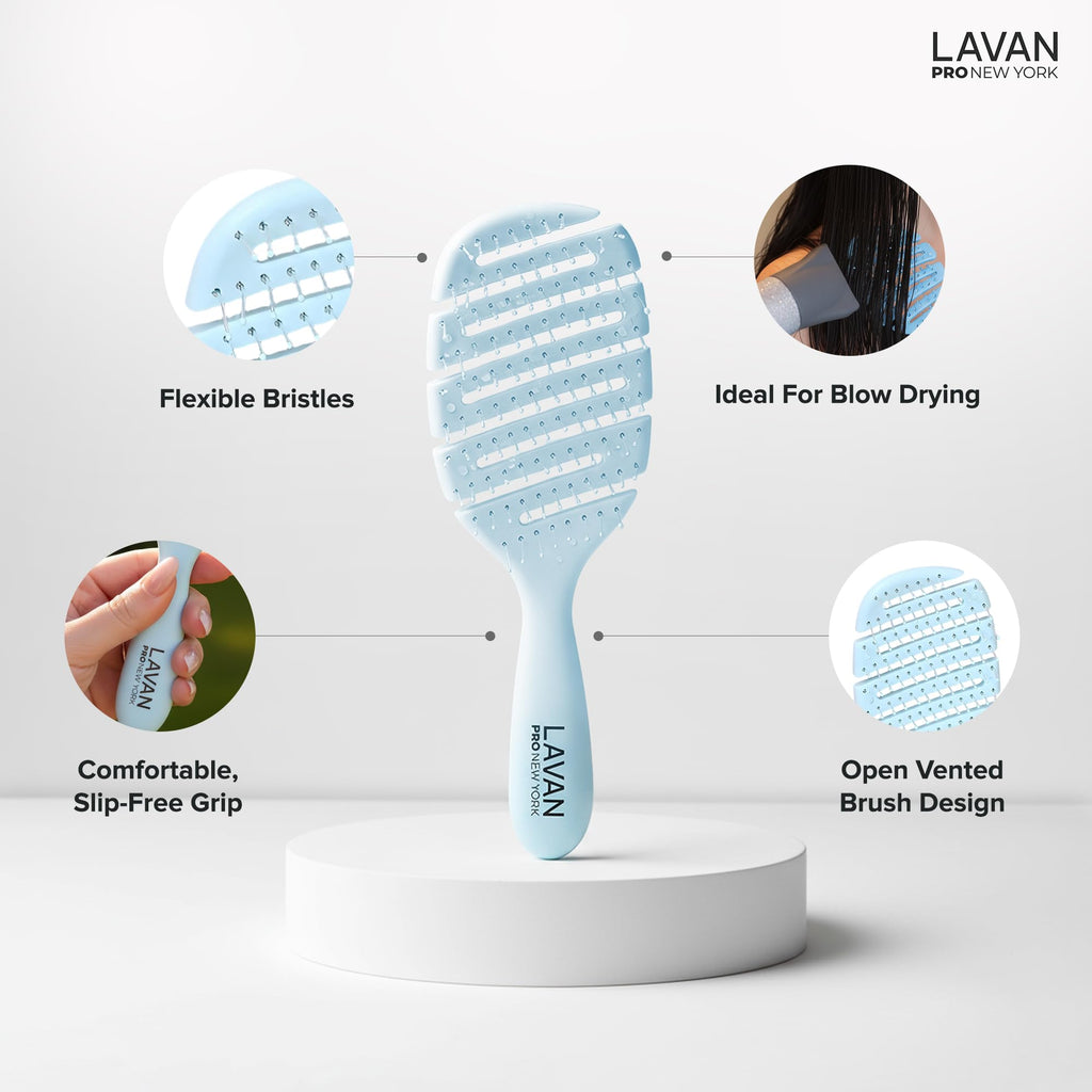 LAVANPRO New York Flex Detangling Hair Brush (BABY BLUE)