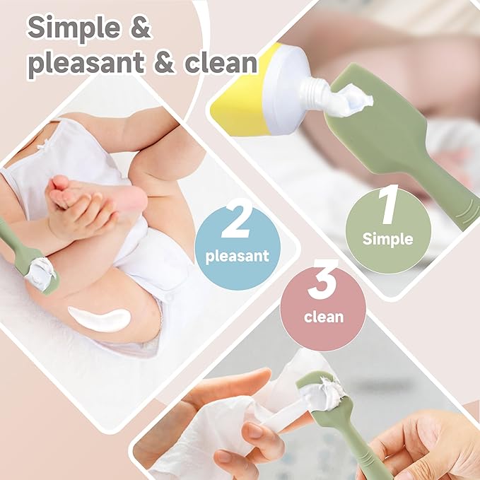 Baby Diaper Cream Spatula Applicator 3 Pack(with 3 Travel Case), Butt Paste Spatula Soft Silicone,Diaper Rash Cream Applicator, Baby Essentials Must Haves Newborn Stuff (Red Blue Khaki)