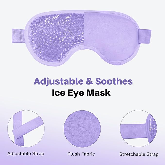 Permotary Cooling Eye Mask with Gel Bead 2 Pack Gel Eye Mask Cold Eye Mask for Relaxtion,Puffy Eyes Reusable Cold & Warm Compress for Puffiness,Dry Eyes,Headaches,Migraines,Stress Relief,Post Surgery