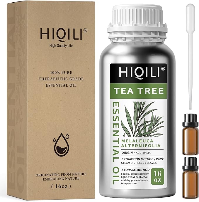 HIQILI Tea Tree Oil for Skin, Hair, Nail, Diffuser, Soap Making