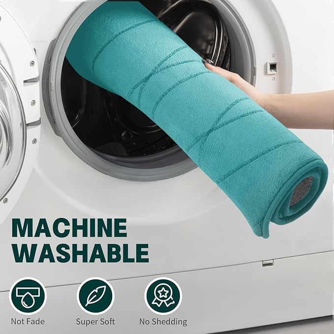 YIHOUSE Bathroom Rugs Set 3 Piece, Memory Foam Bath Mat Teal