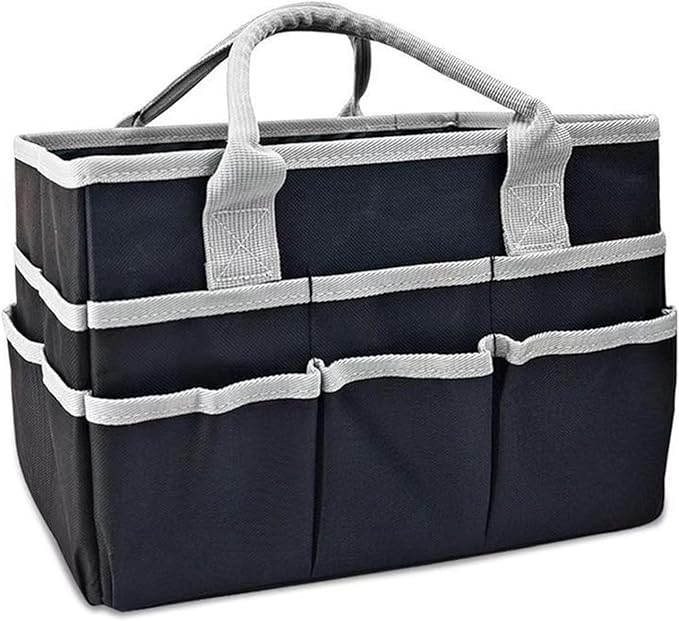 HTYSIQI Dog Grooming Organizer Bag with 10 Pockets, 600D Oxford Portable Tote for Pet Supplies Storage, Travel Grooming Kit for Dog Cat Accessories, Shampoo, Brush, Clipper, Lightweight & Durable