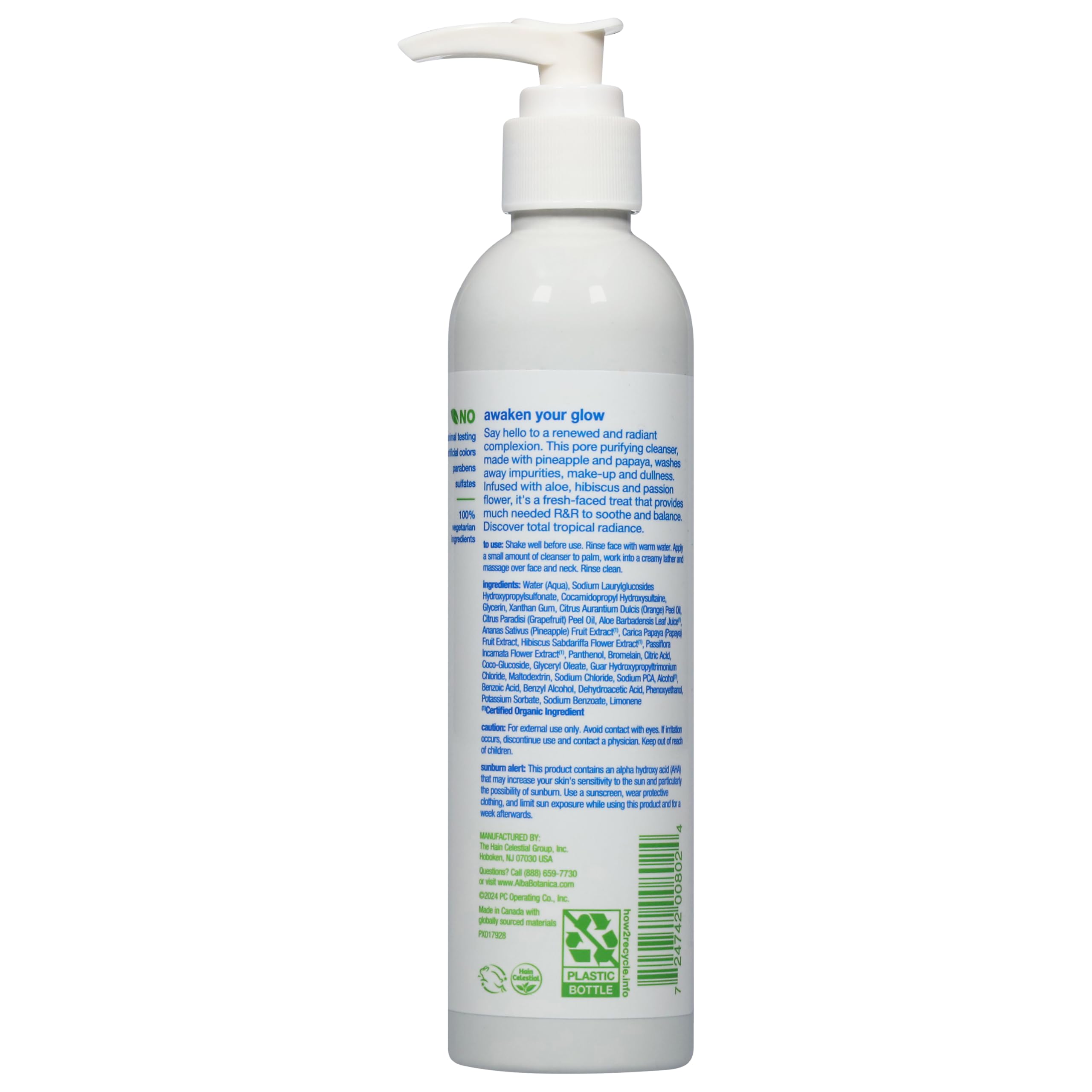 Alba Botanica Exfoliating Facial Cleanser, with Pineapple Enzyme and Aloe Vera, 8 Oz (Packaging May Vary)