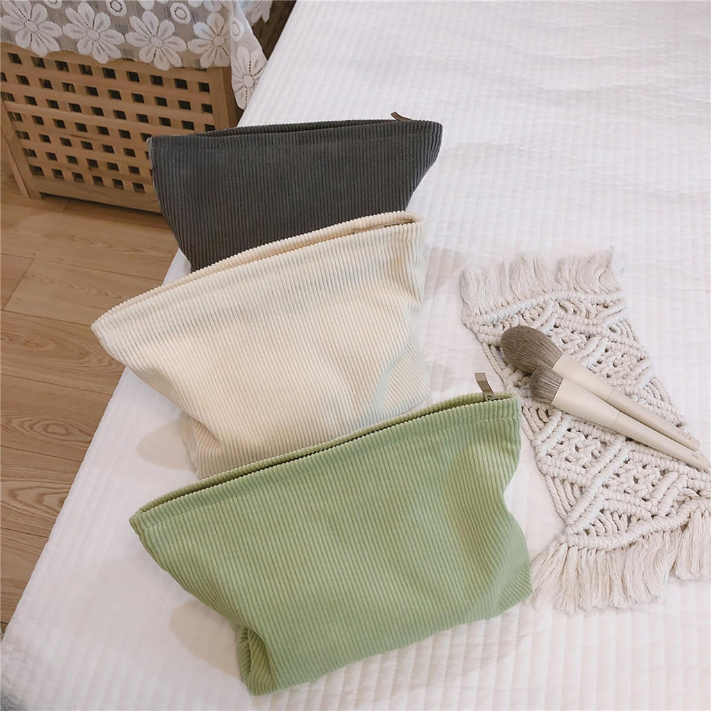 HAPPYHEIDI Large Makeup Bag Travel Cosmetic Pouch, Vanilla Green