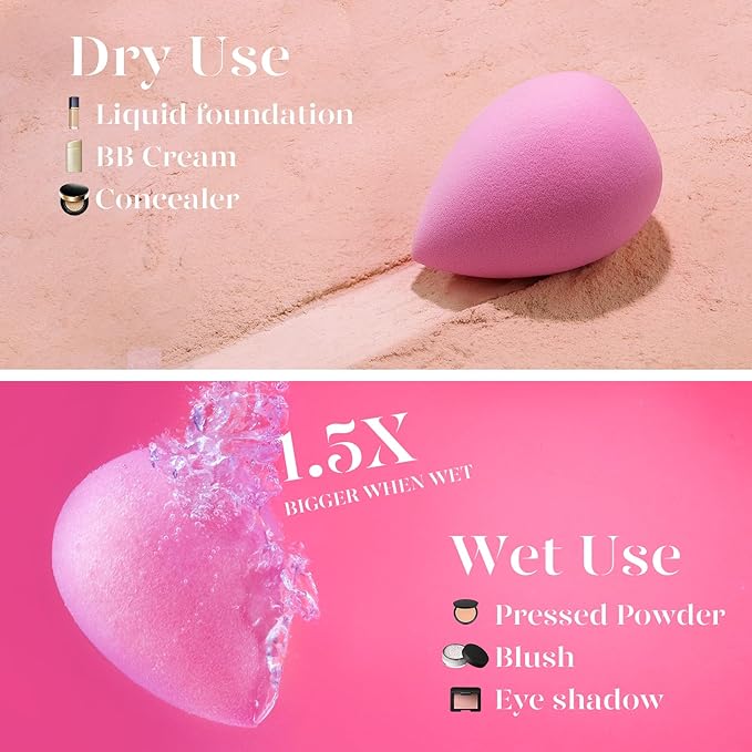 BEAKEY Makeup Sponge Set of 6, Super Soft Beauty Sponges for Foundation