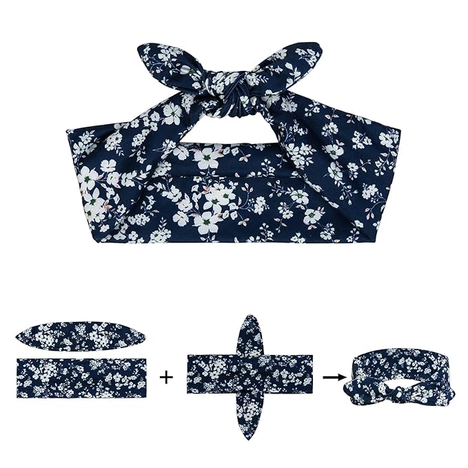 Huachi 12 Pack Wild Floral Bow Headbands for Women Elastic Headwraps Hair Band Yoga Running Sports Knotted Hair Bands Stretchy Rabbit Ears Turban Fashion Sport Cute Hair Accessories