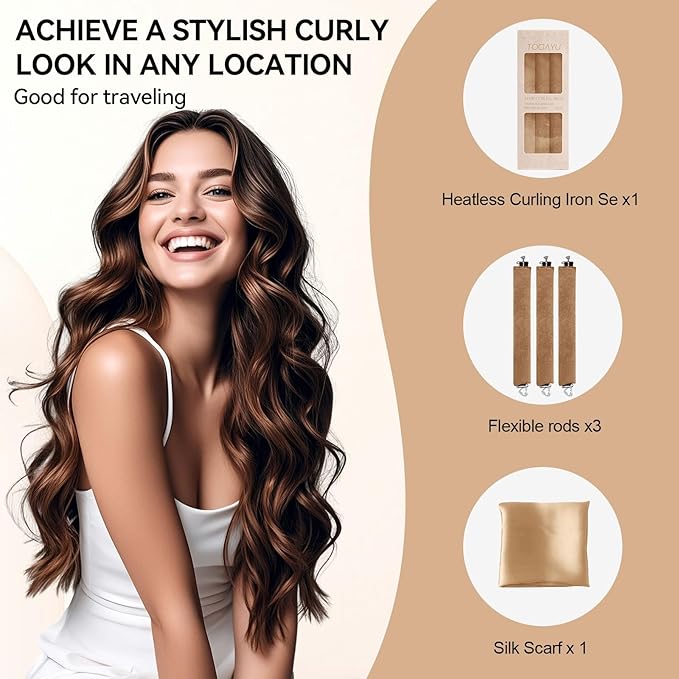 Togayu Heatless Curls Overnight Hair Care Set - Jumbo Velvet Hair Curlers