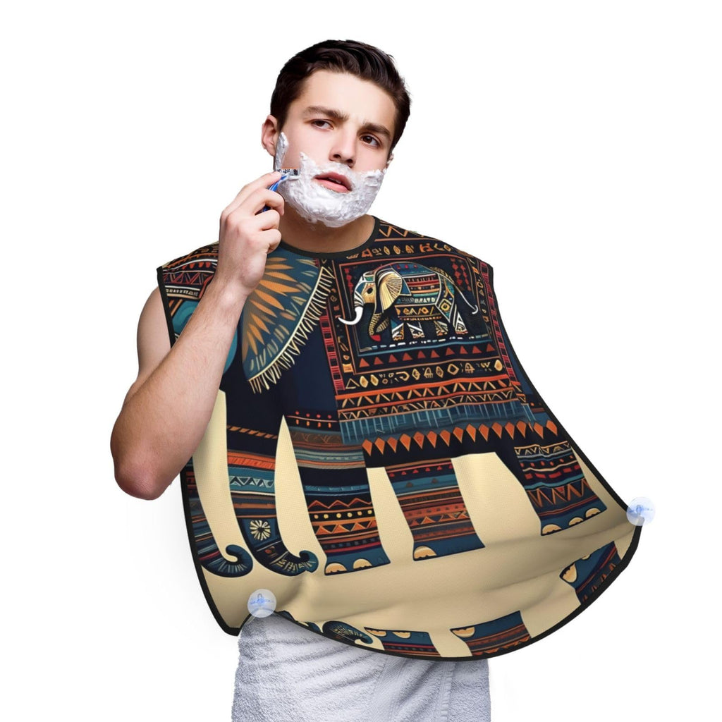 YQxwJL Aztec Elephant Print Beard Bib Shaving Apron, Beard Hair Trimming Cape Gift For Dad