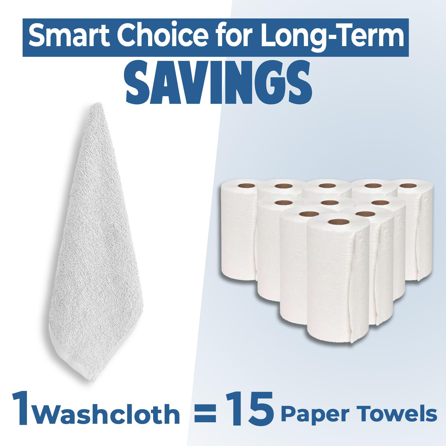 DAN RIVER 12 Pack Cotton Wash Cloths Set for Showering [12x12] White