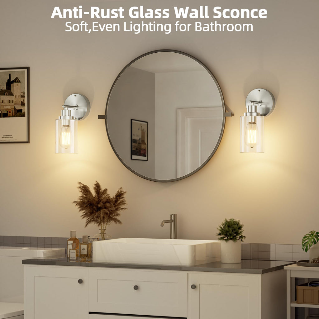 GORDNWE Bathroom Wall Sconce Set of 2, Brushed Nickel Vanity Light Fixtures