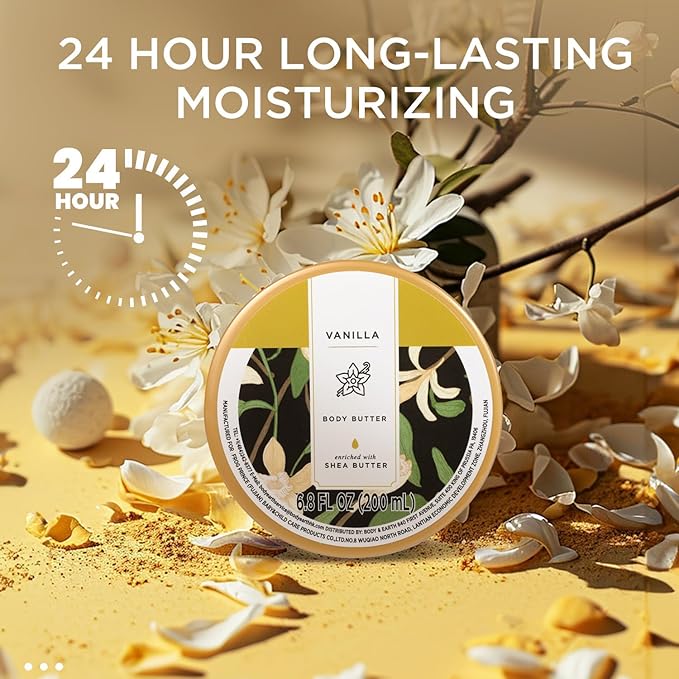 Princess Belle Vanilla Body Butter, Body Moisturizer for Dry Skin with Natural Shea Butter, Vanilla Body Care for Skin Deep Moisturizing and Softening-200ml(6.8 floz)
