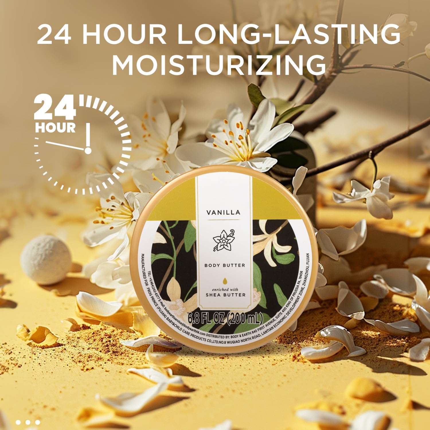 Princess Belle Vanilla Body Butter, Body Moisturizer for Dry Skin with Natural Shea Butter, Vanilla Body Care for Skin Deep Moisturizing and Softening-200ml(6.8 floz)