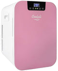 Cooluli 20L Mini Fridge For Bedroom - Car, Office Desk & College Dorm Room - Glass Front & Digital Temperature Control - Small 12v Refrigerator for Food, Drinks, Skincare, Beauty & Breast Milk (Pink)