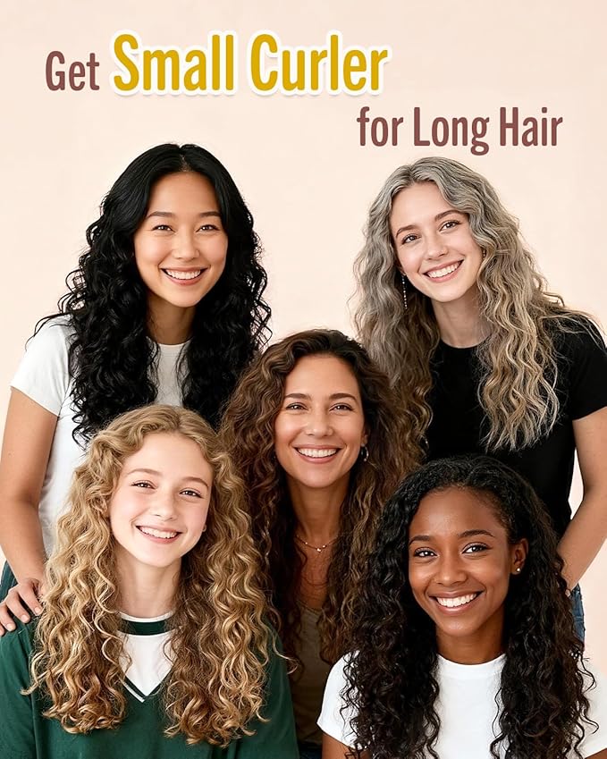 BONNET QUEEN 3 Pack Small Satin Heatless Hair Curler for Medium to Long Thick Hair, Heatless Curls Overnight, Hair Curlers to Sleep In, Damage-Free Small Curls with Built-in Scrunchie, Black