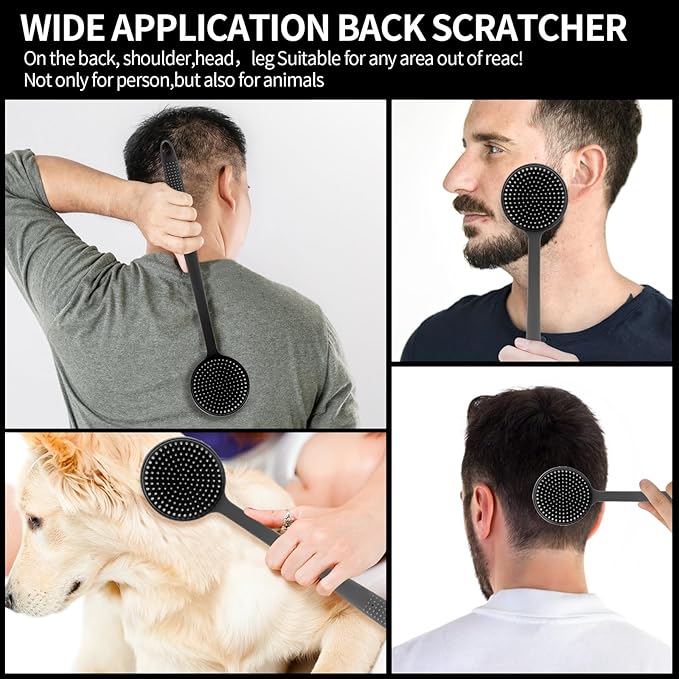 Back Scratcher, 2Pack Gifts for Men Back Scratcher ， 2025 New with 2 Silicone Scratch Surface, Deep Back Scrubber for Men/Women, Long Handle Backscratchers for Adults