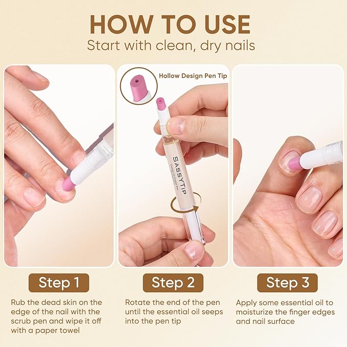 SASSYTIP Ceramic Cuticle Pusher & Oil Pen + Cuticle Remover Gel – Gentle Nail Care Kit, 2ml Scent-Free Nourishing Oil, 1 fl. oz with Jojoba Oil & Vitamin E for Dry, Damaged Nails (Beige 3.0 & Gel)