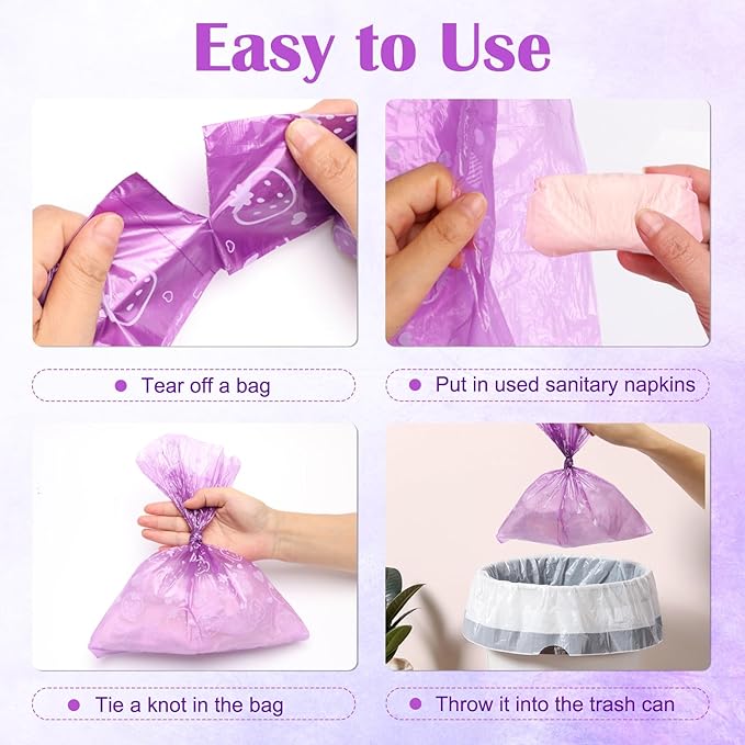 150Pcs Sanitary Napkin Disposal Bags, Luxiv Pink Disposable Sanitary Bag Personal Care Disposal for Tampons Trash Bag, Disposable Mini Bags for Women Privacy Handling Bag Diaper Sack (Purple)