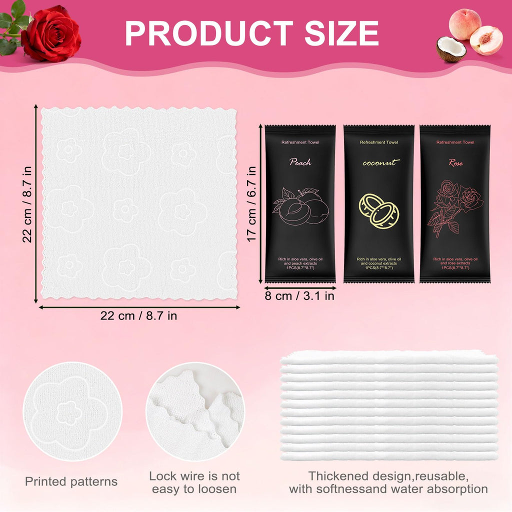twoworld 30 Moist Cotton Towel Bulk Moist Towelettes Individually Wrapped