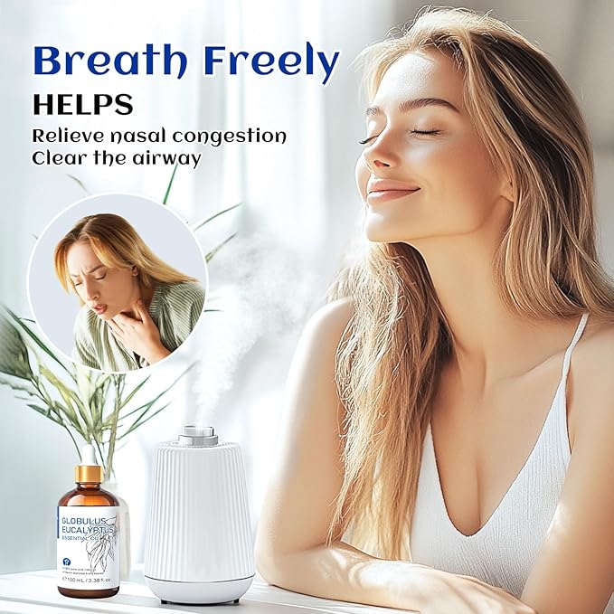 HIQILI Eucalyptus Essential Oil for Diffuser, Humidifier & Aromatherapy