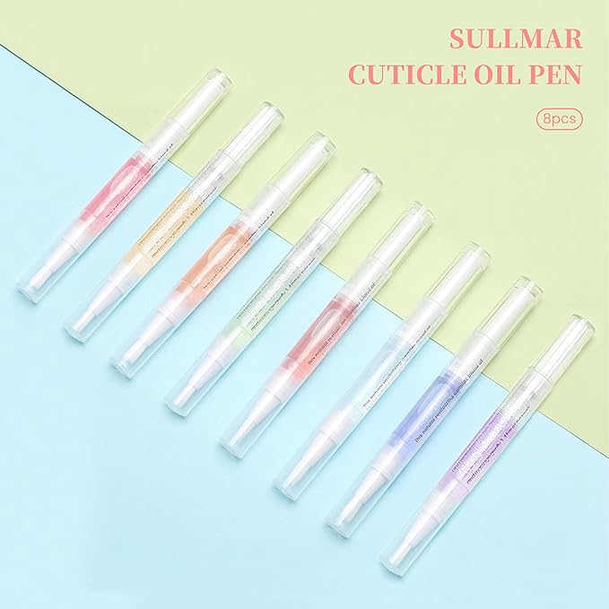 SULLMAR Nail Oil Cuticles Pens 8pcs Nail Care Kit 8 Smell Cuticle Pen Nutrition Oil Nail Art Professional Manicure Set for Nails Softener Nourish Skin