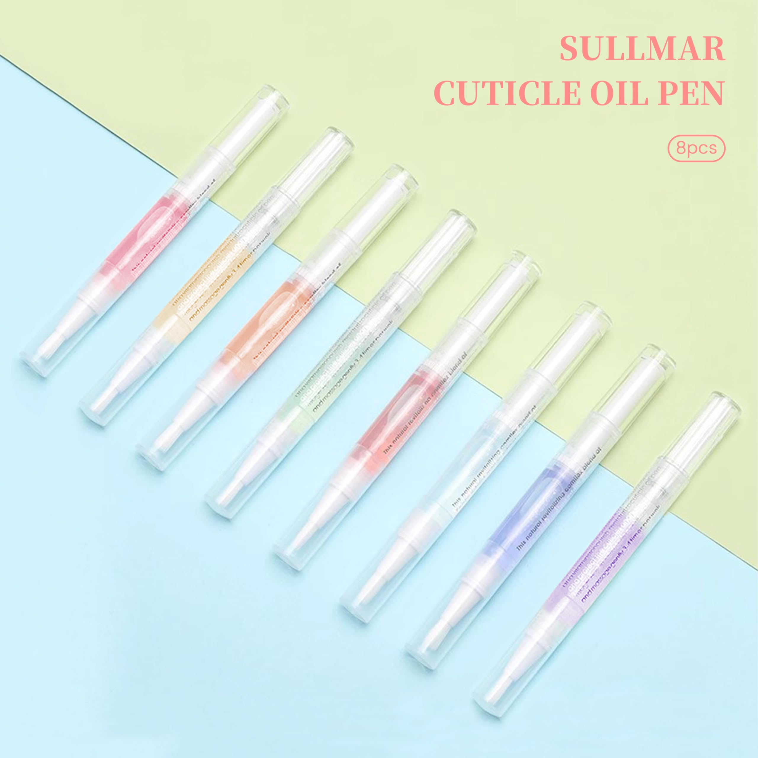SULLMAR Nail Oil Cuticles Pens 8pcs Nail Care Kit 8 Smell Cuticle Pen Nutrition Oil Nail Art Professional Manicure Set for Nails Softener Nourish Skin