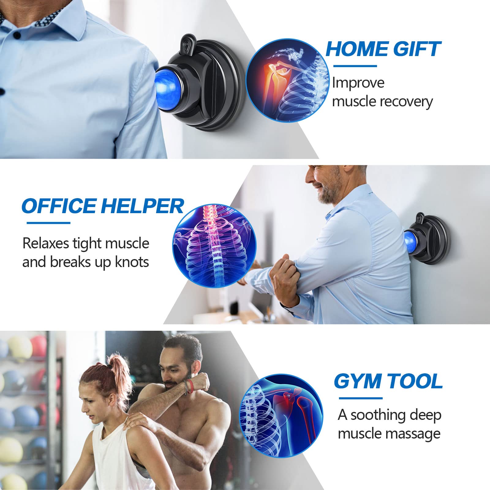 Wall-Mountable Massage Ball 2 pack Muscle Massage Roller for Pain Relief