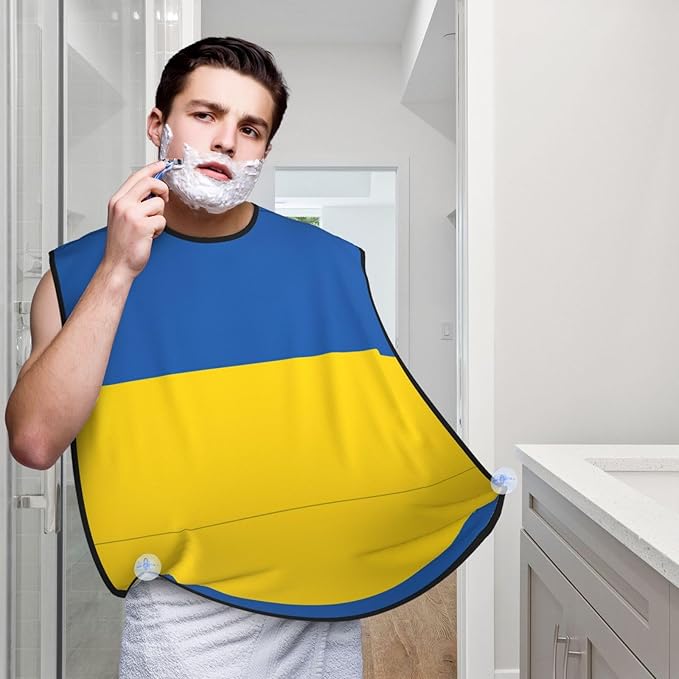 NOUZU Flag Of Ukraine Print Beard Bib Apron For Men, Beard Hair Catcher For Men Shaving Trimming,Beard Cape Cloth